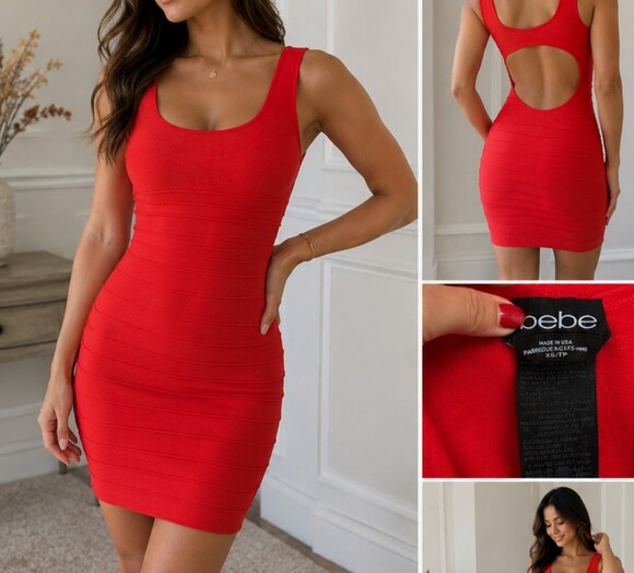 bebe Dresses & Skirts - bebe Red Bandage Bodycon Dress - Women's S